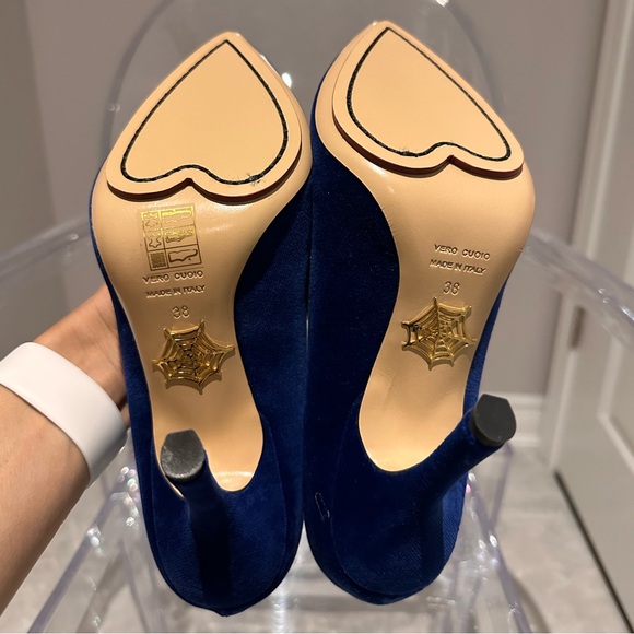 Charlotte Olympia Blue Velvet Pumps - Picture 4 of 12